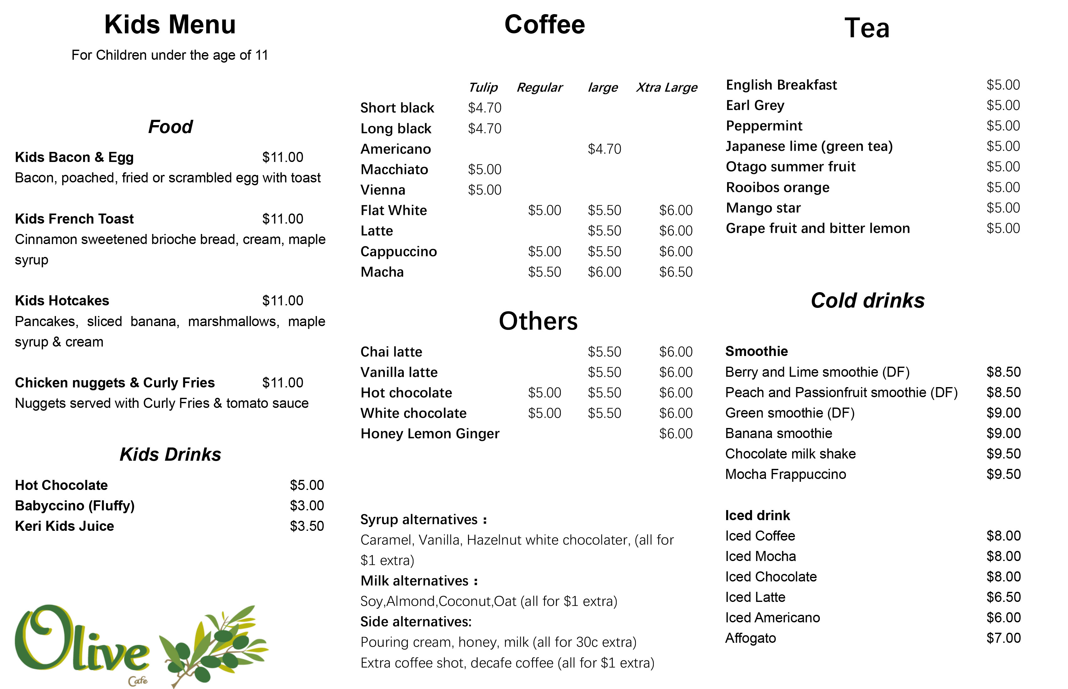 Download our Kids Menu